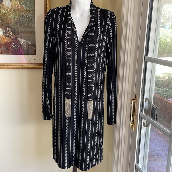 MICHAEL KORS DRESS Chain print, Tie front with chains Size XS - Picture 10 of 12